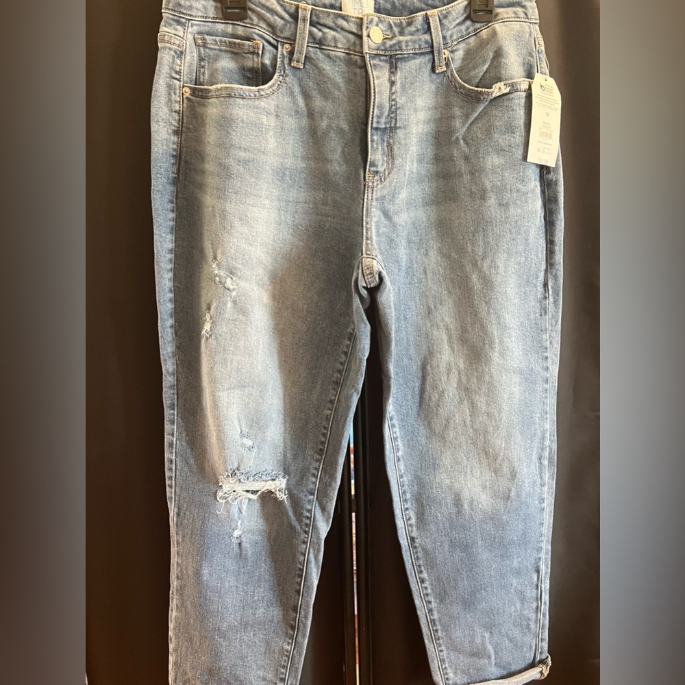 NWT Time and Tru Light Blue Mid-Rise Boyfriend Capri Jeans